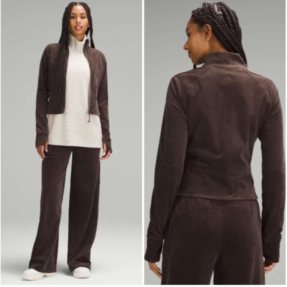 Lululemon Scuba Track Jacket *Velvet Cord Espresso Brown Size 2 - Picture 10 of 14